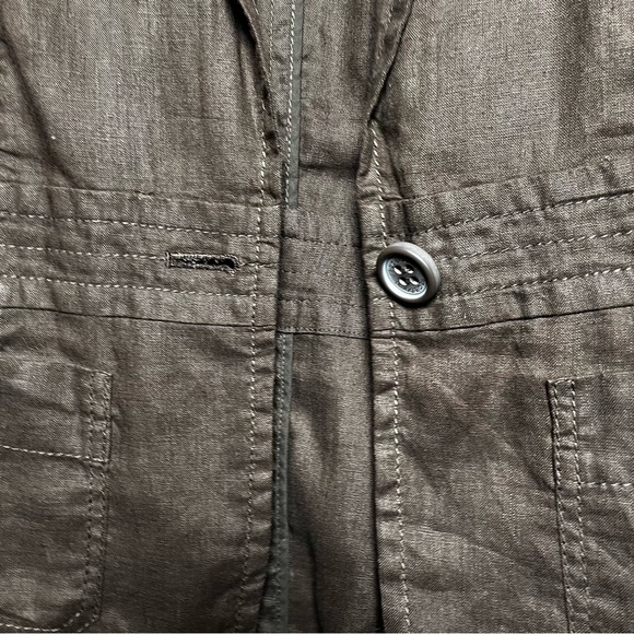 VTG Women Liz Claiborne 100% Linen Blazer Jacket 4 Chocolate Brown Academia - Picture 2 of 9